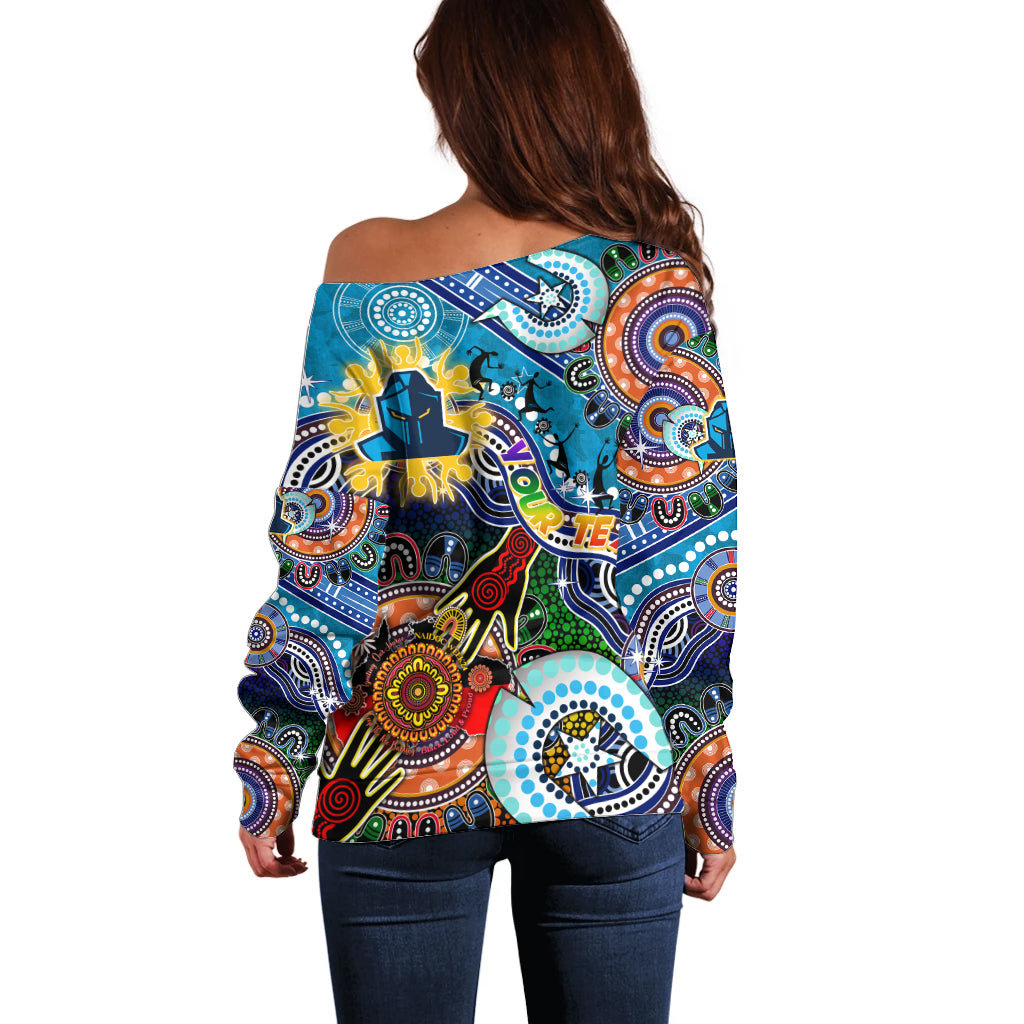Personalised Titans NAIDOC Week 2024 Off Shoulder Sweater Australia Aboriginal Dot Painting