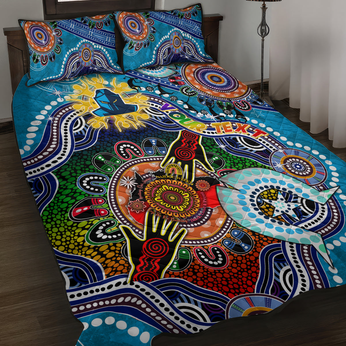 Personalised Titans NAIDOC Week 2024 Quilt Bed Set Australia Aboriginal Dot Painting