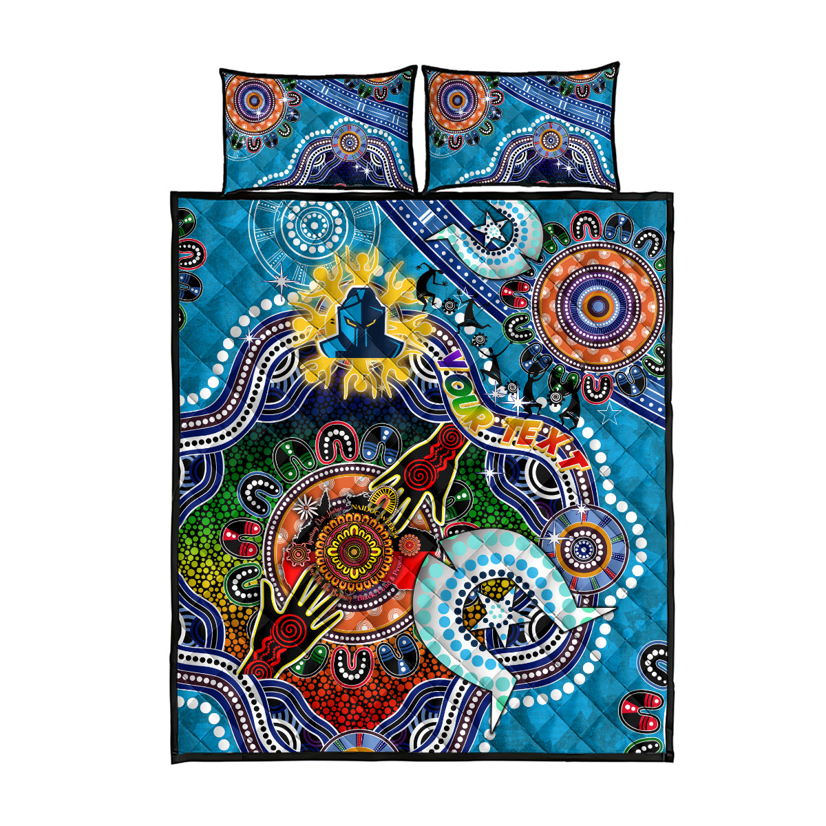 Personalised Titans NAIDOC Week 2024 Quilt Bed Set Australia Aboriginal Dot Painting