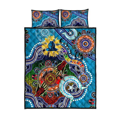 Personalised Titans NAIDOC Week 2024 Quilt Bed Set Australia Aboriginal Dot Painting