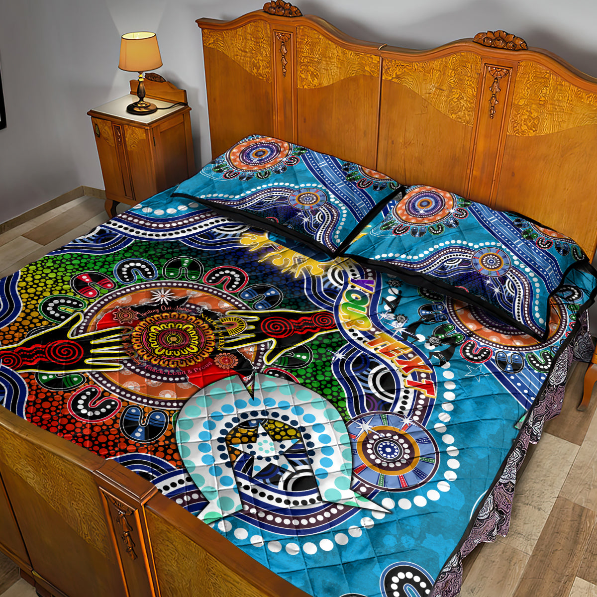 Personalised Titans NAIDOC Week 2024 Quilt Bed Set Australia Aboriginal Dot Painting