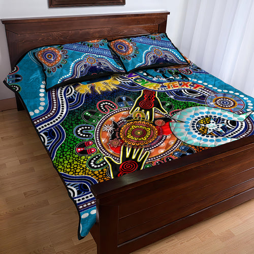 Personalised Titans NAIDOC Week 2024 Quilt Bed Set Australia Aboriginal Dot Painting