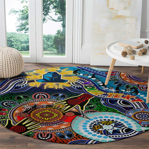 Personalised Titans NAIDOC Week 2024 Round Carpet Australia Aboriginal Dot Painting