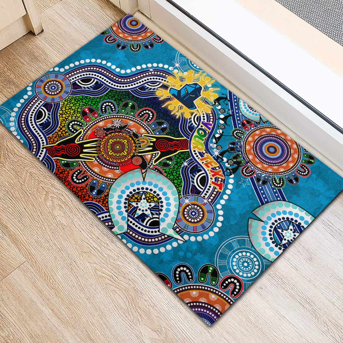Personalised Titans NAIDOC Week 2024 Rubber Doormat Australia Aboriginal Dot Painting