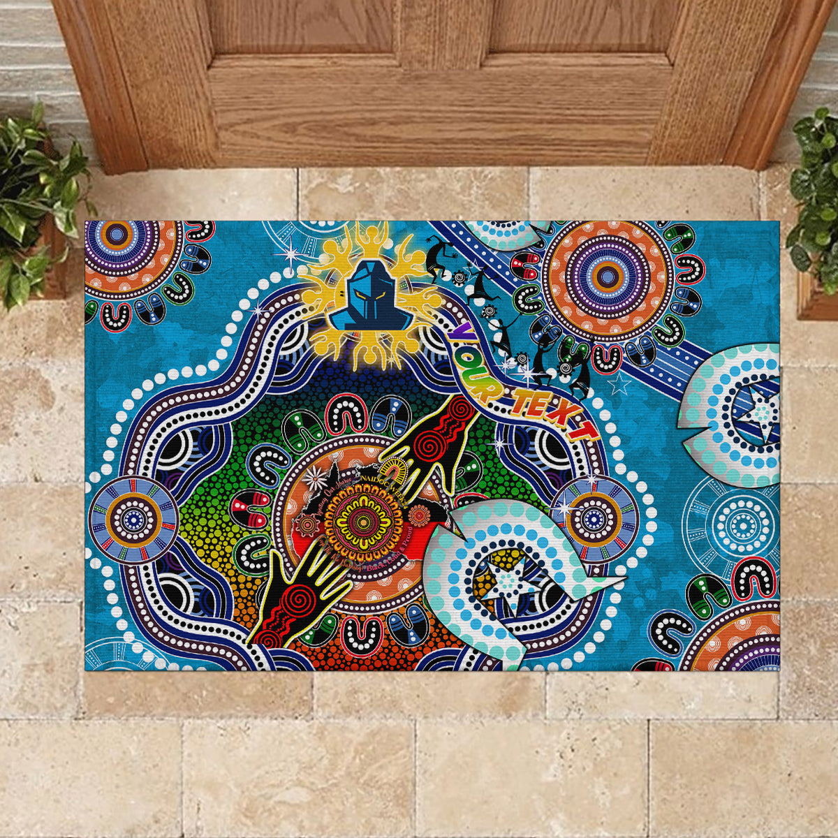 Personalised Titans NAIDOC Week 2024 Rubber Doormat Australia Aboriginal Dot Painting