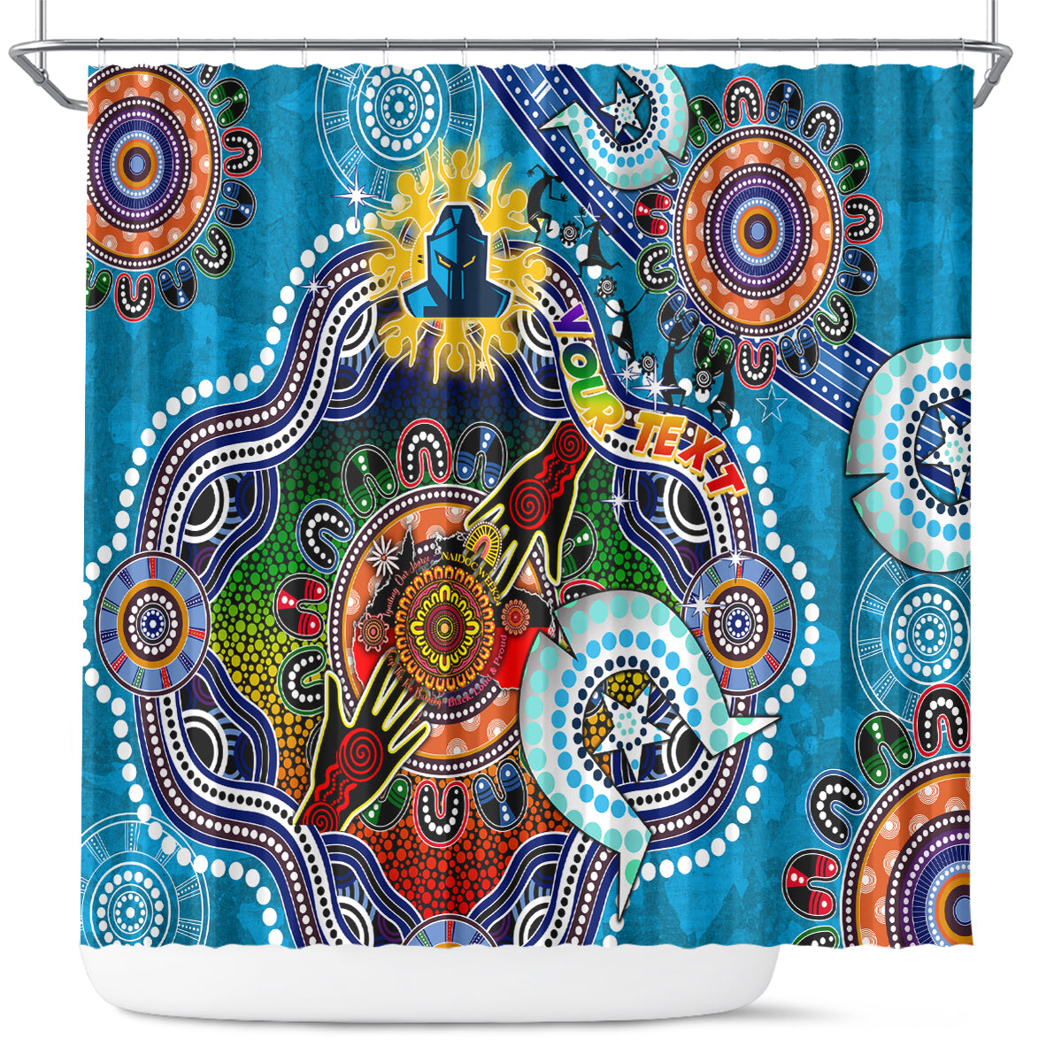 Personalised Titans NAIDOC Week 2024 Shower Curtain Australia Aboriginal Dot Painting