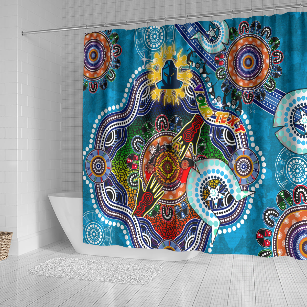 Personalised Titans NAIDOC Week 2024 Shower Curtain Australia Aboriginal Dot Painting
