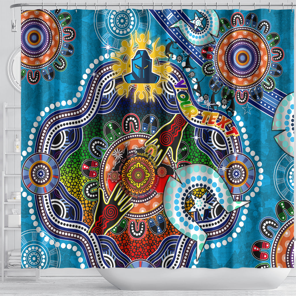 Personalised Titans NAIDOC Week 2024 Shower Curtain Australia Aboriginal Dot Painting