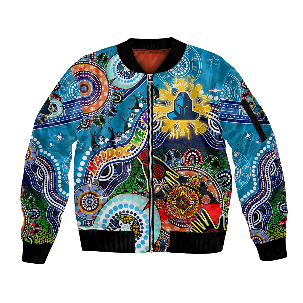 Personalised Titans NAIDOC Week 2024 Sleeve Zip Bomber Jacket Australia Aboriginal Dot Painting