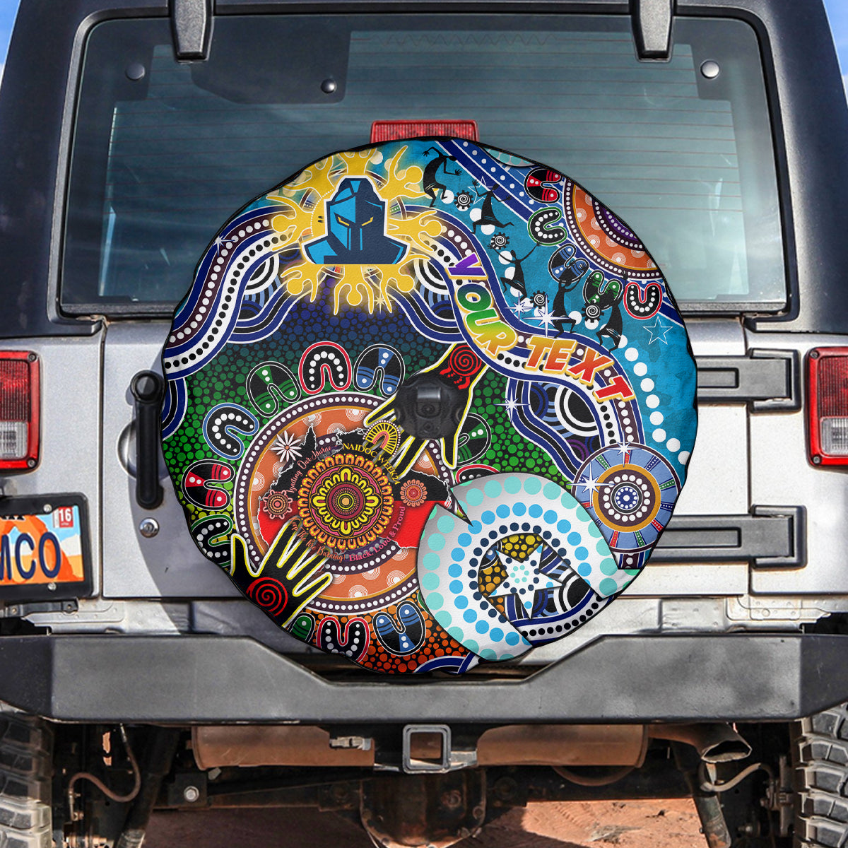 Personalised Titans NAIDOC Week 2024 Spare Tire Cover Australia Aboriginal Dot Painting