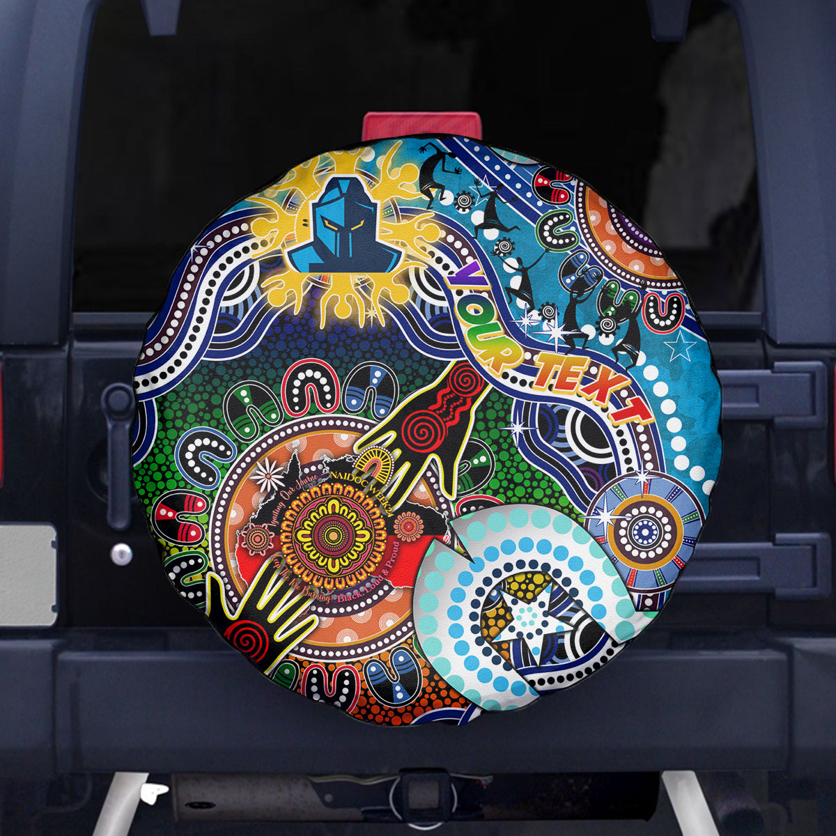 Personalised Titans NAIDOC Week 2024 Spare Tire Cover Australia Aboriginal Dot Painting