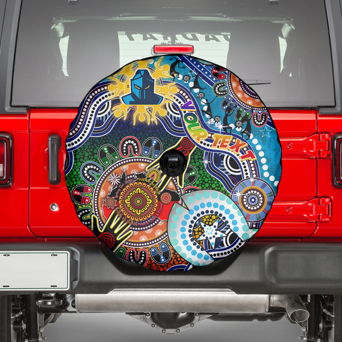 Personalised Titans NAIDOC Week 2024 Spare Tire Cover Australia Aboriginal Dot Painting