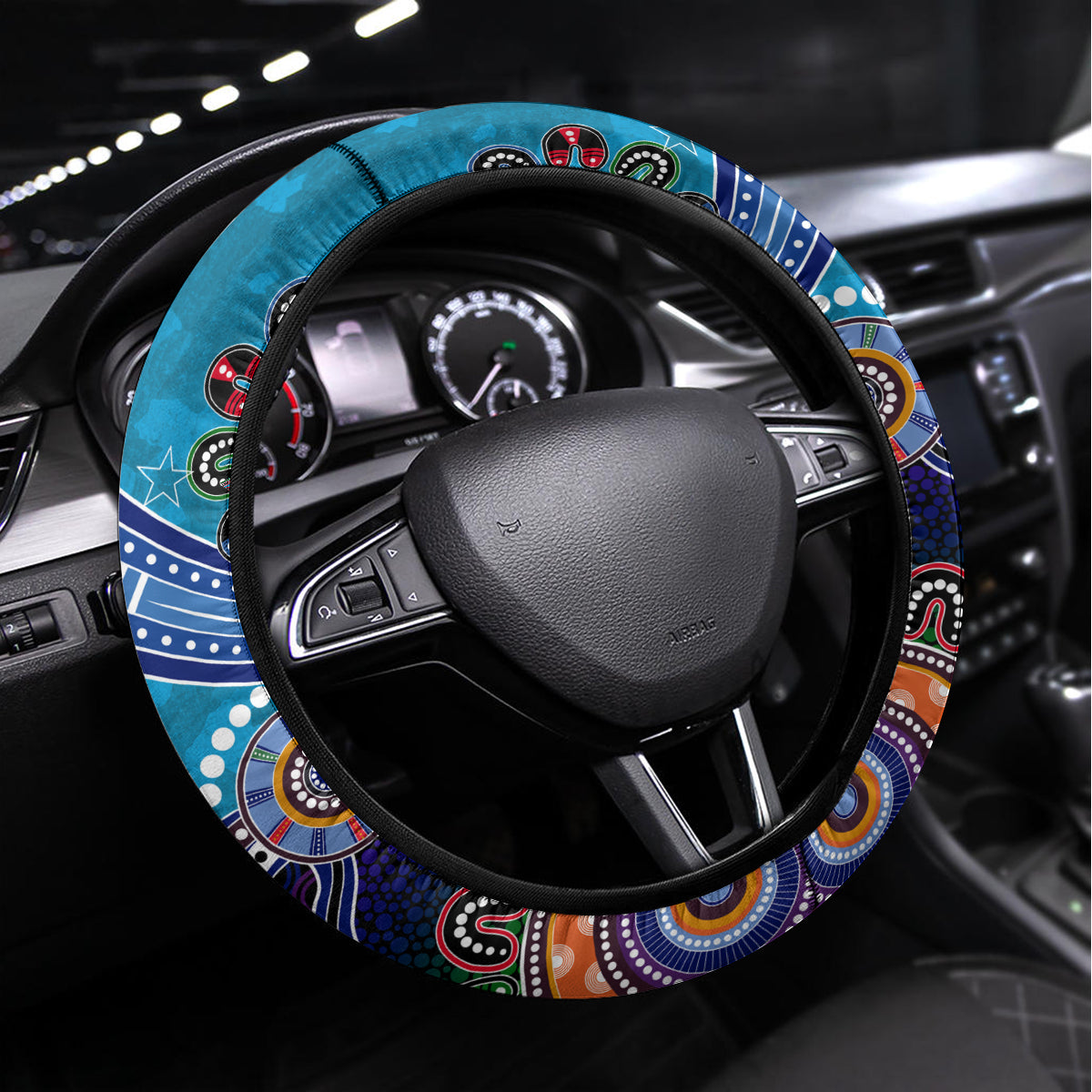 Titans NAIDOC Week 2024 Steering Wheel Cover Australia Aboriginal Dot Painting
