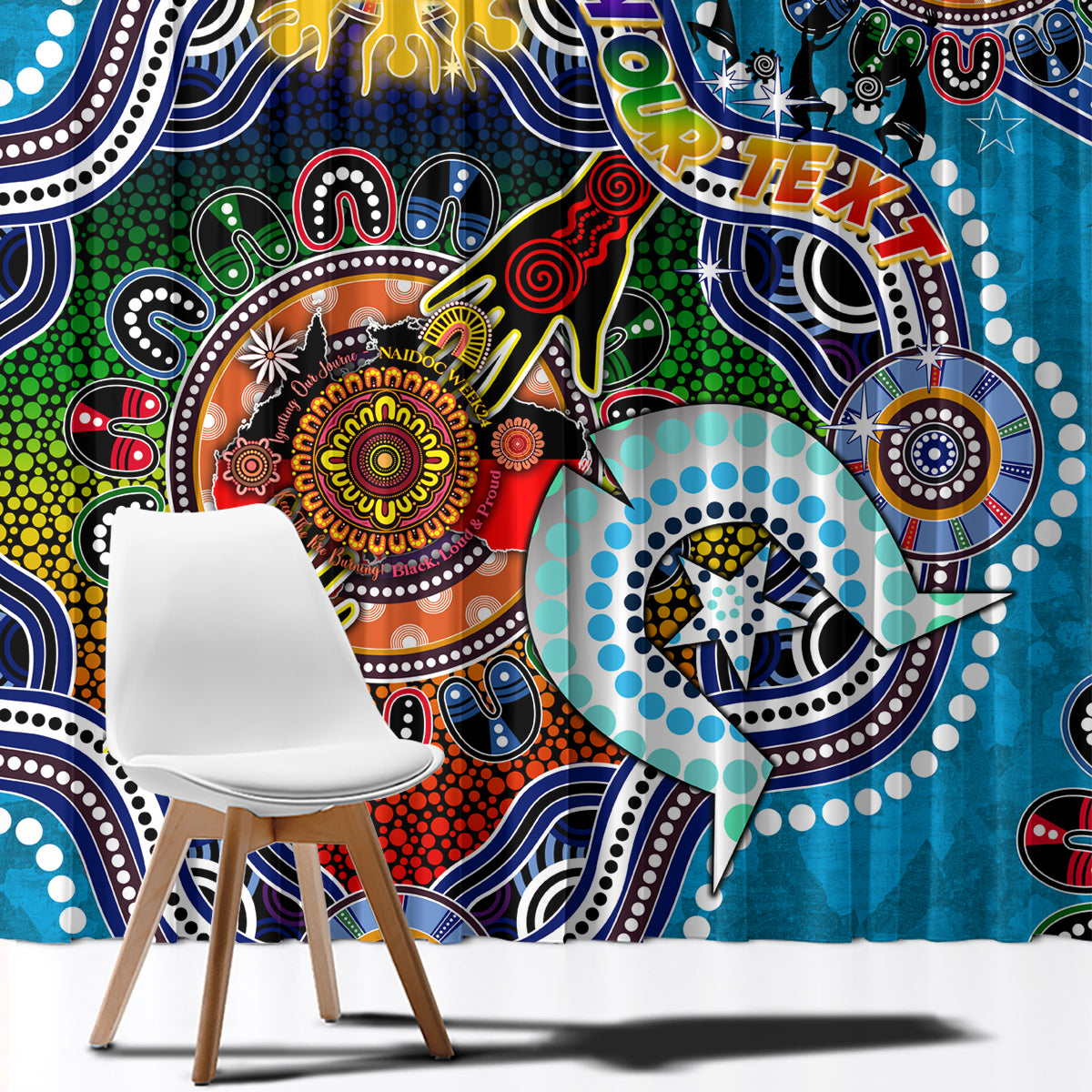 Personalised Titans NAIDOC Week 2024 Window Curtain Australia Aboriginal Dot Painting