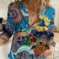 Personalised Titans NAIDOC Week 2024 Women Casual Shirt Australia Aboriginal Dot Painting