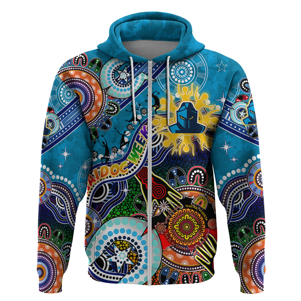 Personalised Titans NAIDOC Week 2024 Zip Hoodie Australia Aboriginal Dot Painting