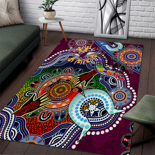 Personalised Eagles NAIDOC Week 2024 Area Rug Australia Aboriginal Dot Painting