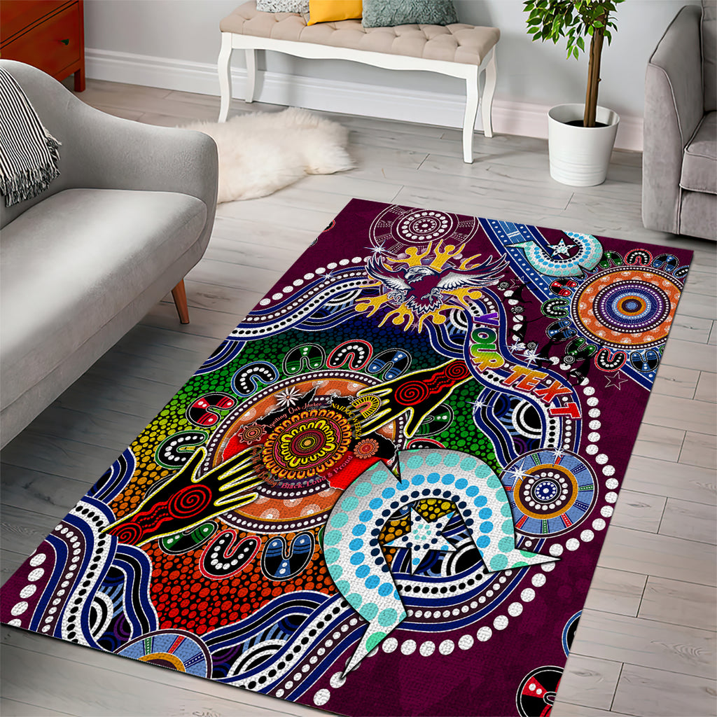 Personalised Eagles NAIDOC Week 2024 Area Rug Australia Aboriginal Dot Painting