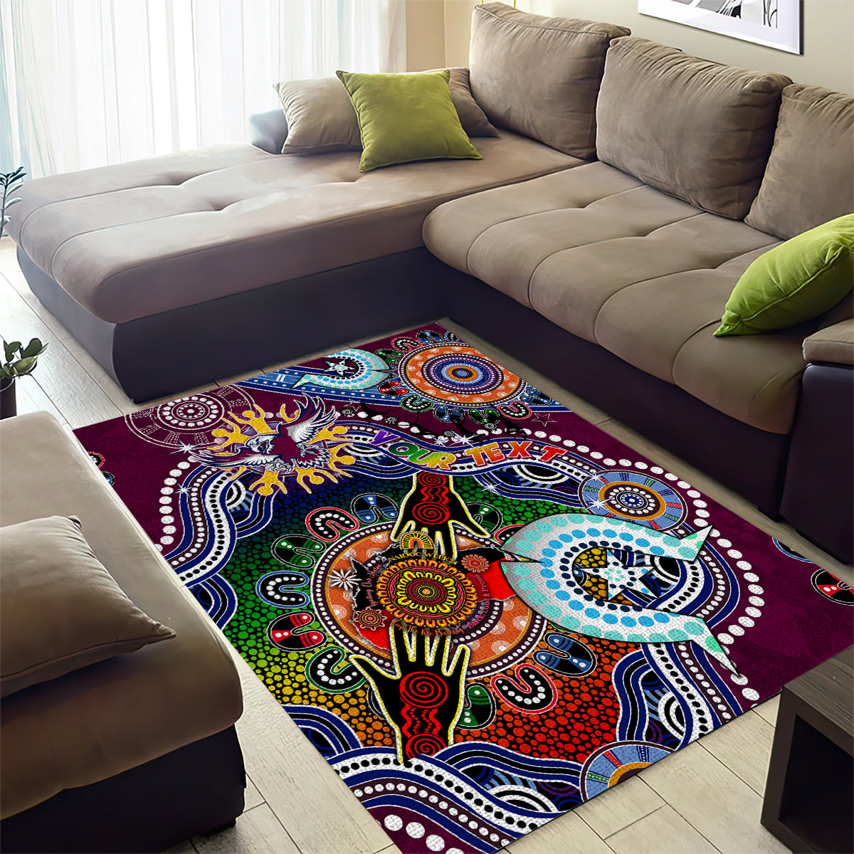Personalised Eagles NAIDOC Week 2024 Area Rug Australia Aboriginal Dot Painting