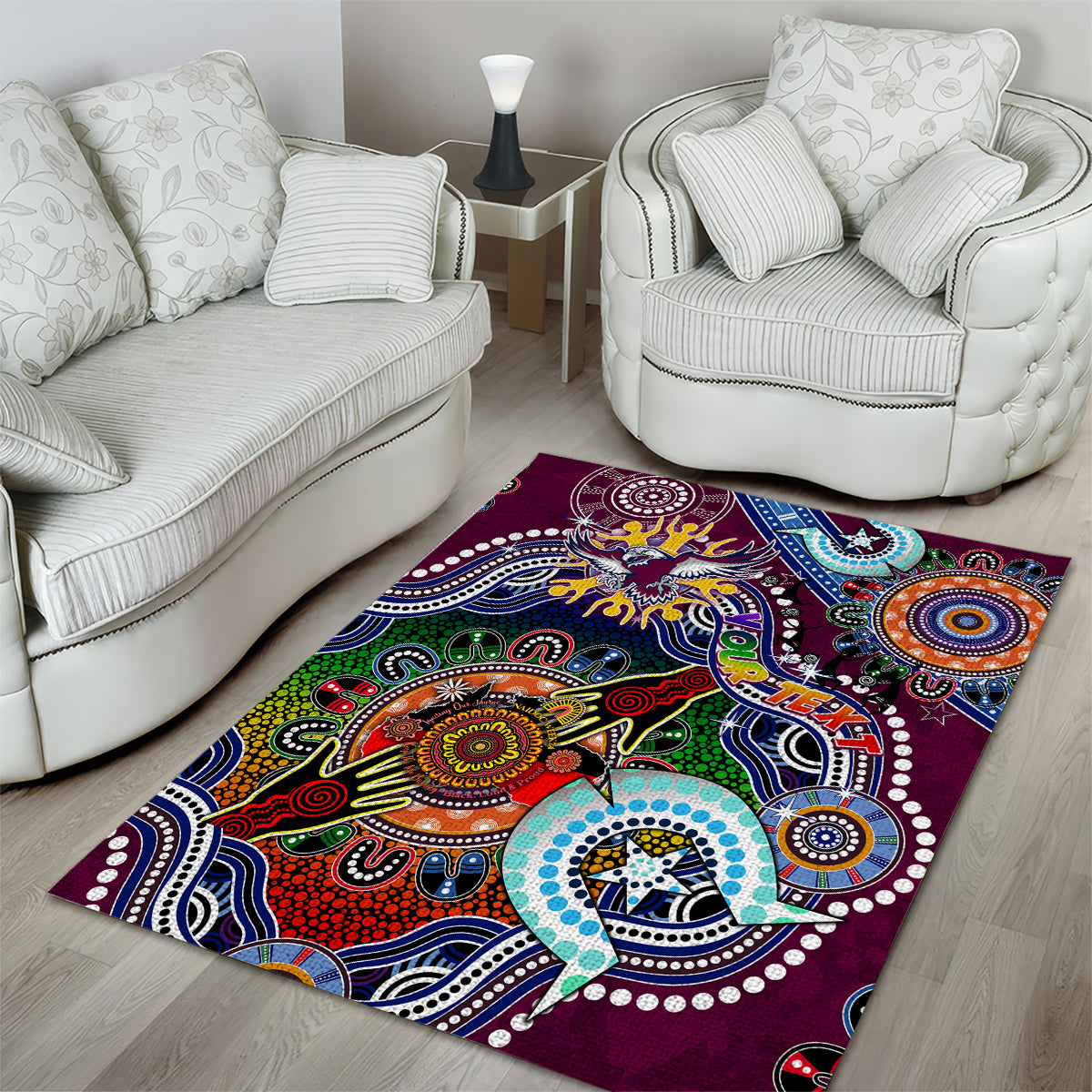 Personalised Eagles NAIDOC Week 2024 Area Rug Australia Aboriginal Dot Painting