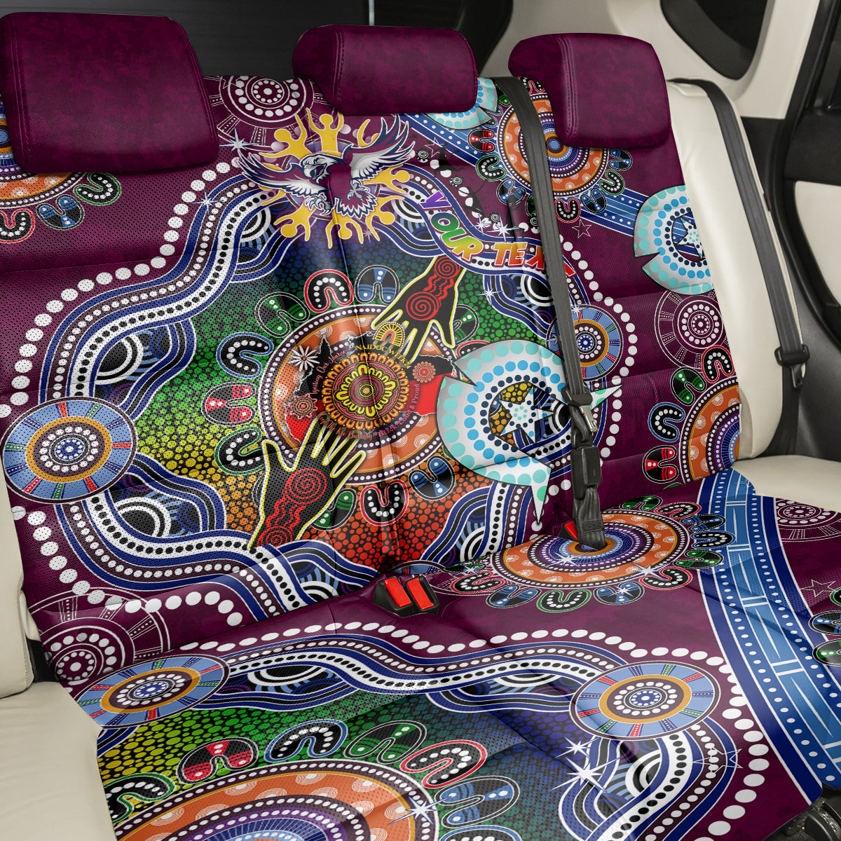 Personalised Eagles NAIDOC Week 2024 Back Car Seat Cover Australia Aboriginal Dot Painting