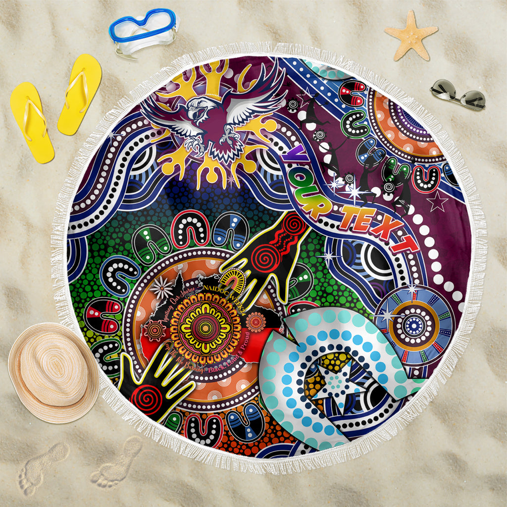 Personalised Eagles NAIDOC Week 2024 Beach Blanket Australia Aboriginal Dot Painting