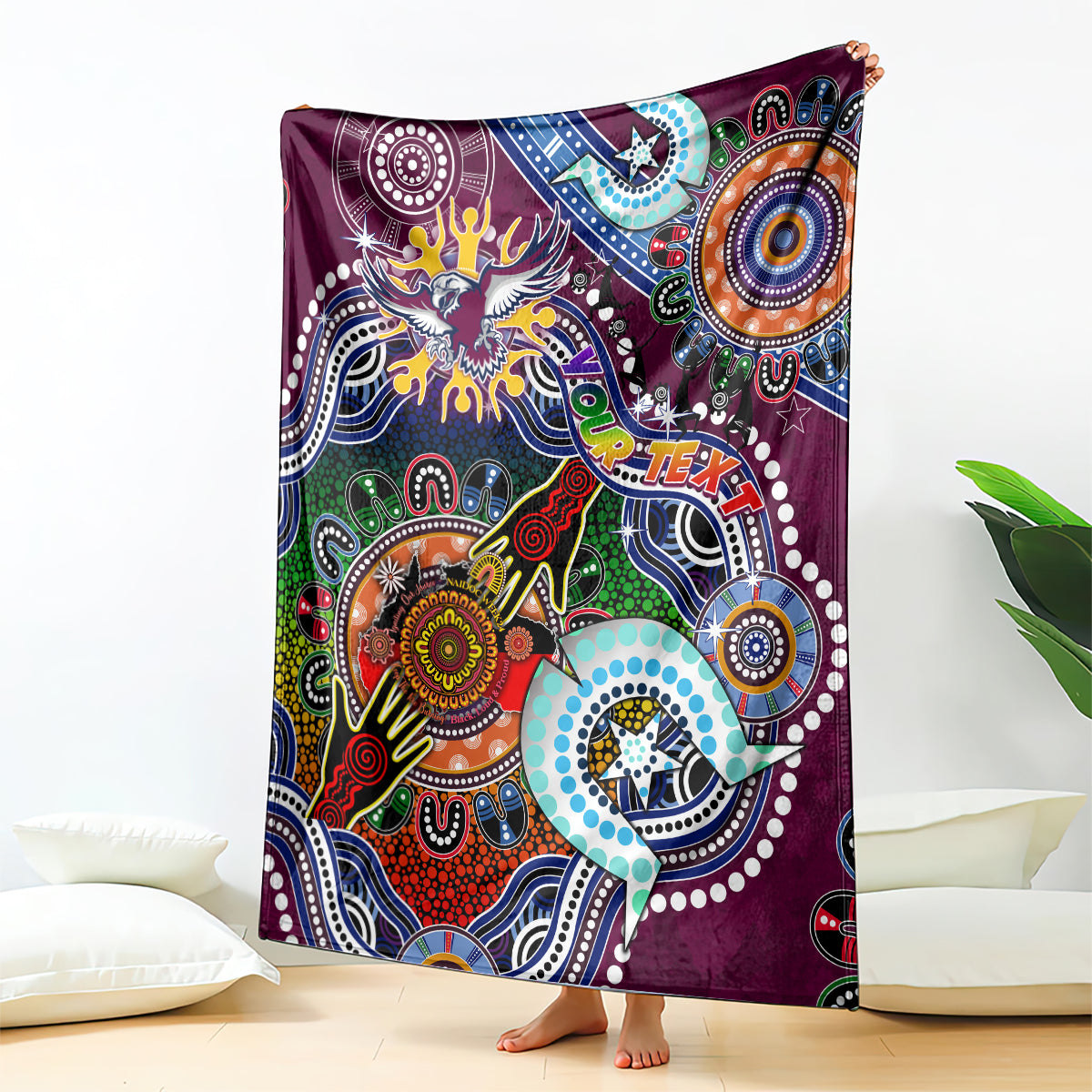 Personalised Eagles NAIDOC Week 2024 Blanket Australia Aboriginal Dot Painting