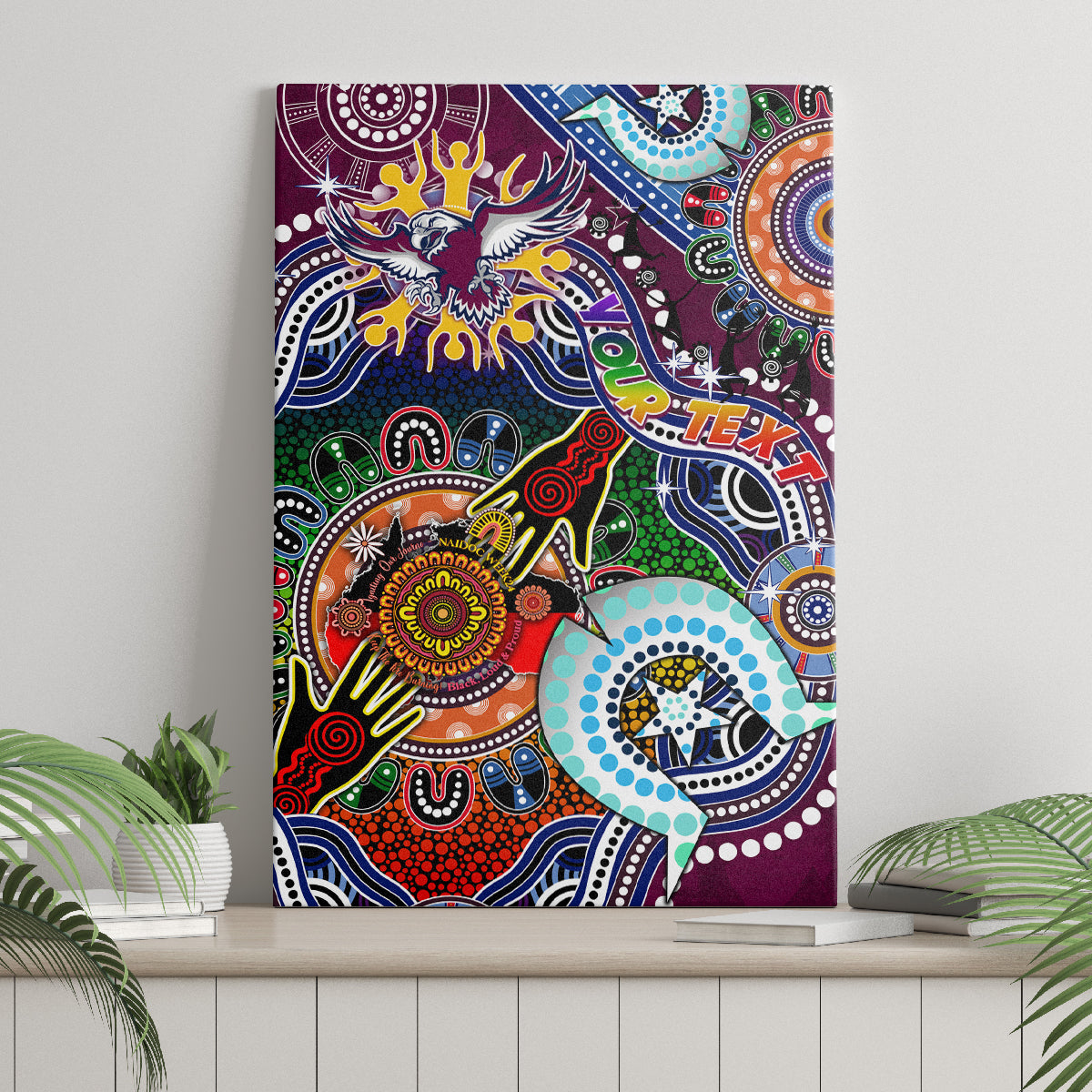 Personalised Eagles NAIDOC Week 2024 Canvas Wall Art Australia Aboriginal Dot Painting