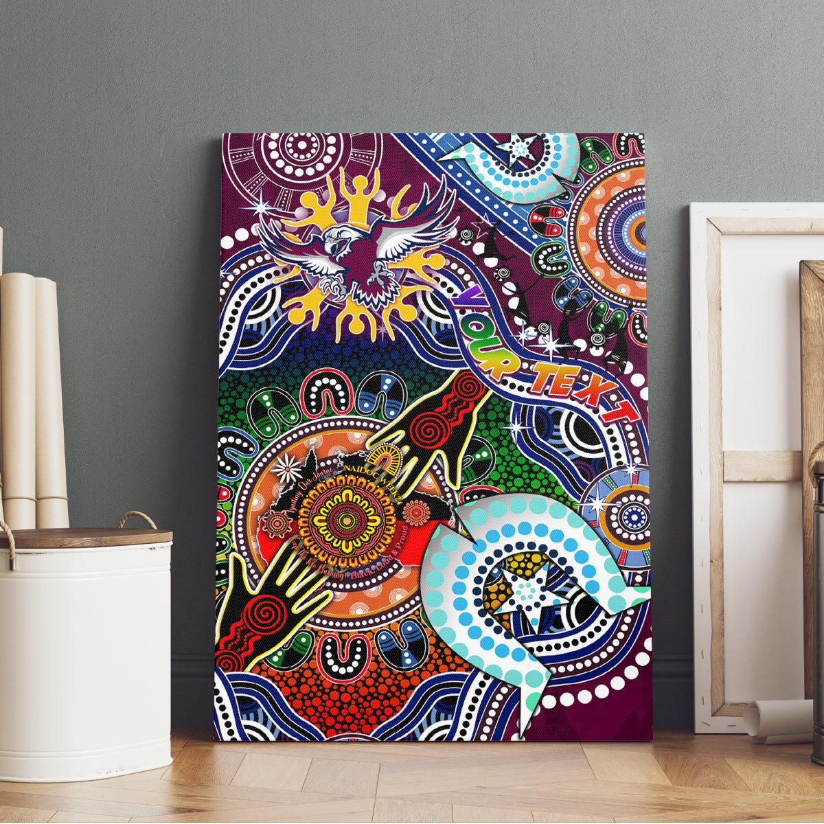 Personalised Eagles NAIDOC Week 2024 Canvas Wall Art Australia Aboriginal Dot Painting