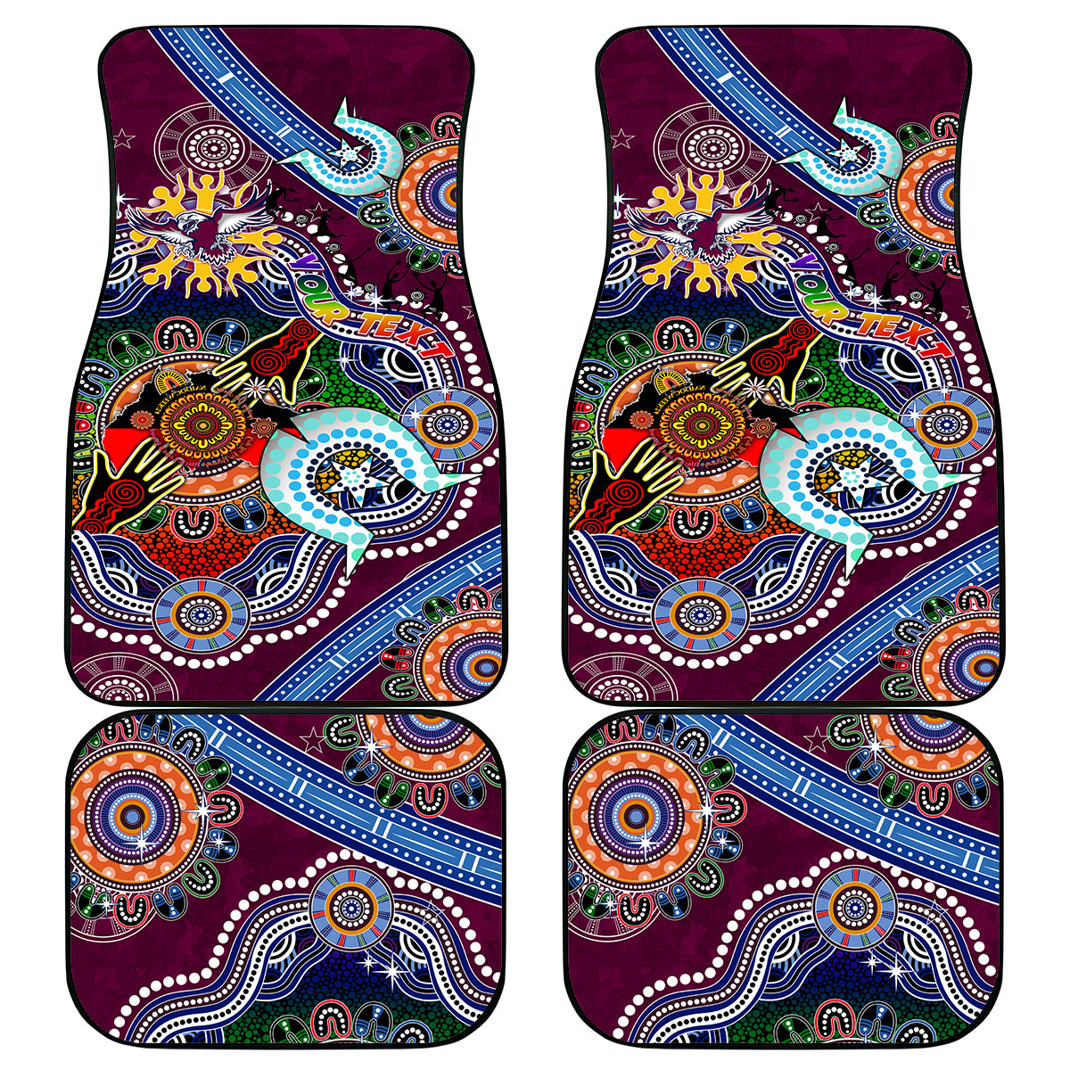Personalised Eagles NAIDOC Week 2024 Car Mats Australia Aboriginal Dot Painting