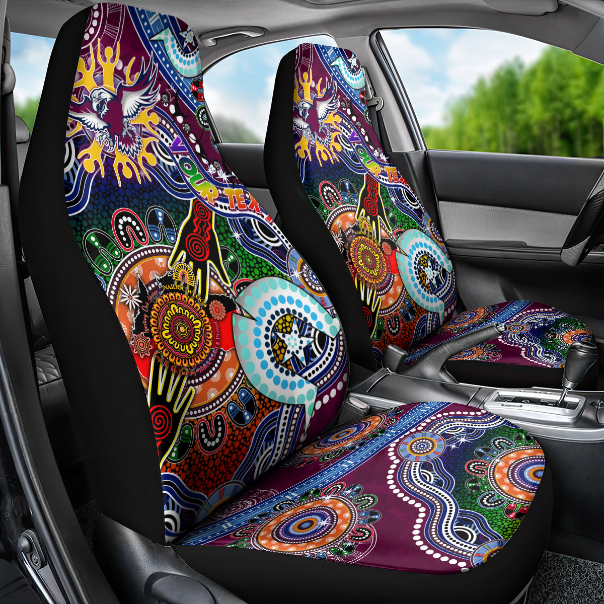 Personalised Eagles NAIDOC Week 2024 Car Seat Cover Australia Aboriginal Dot Painting