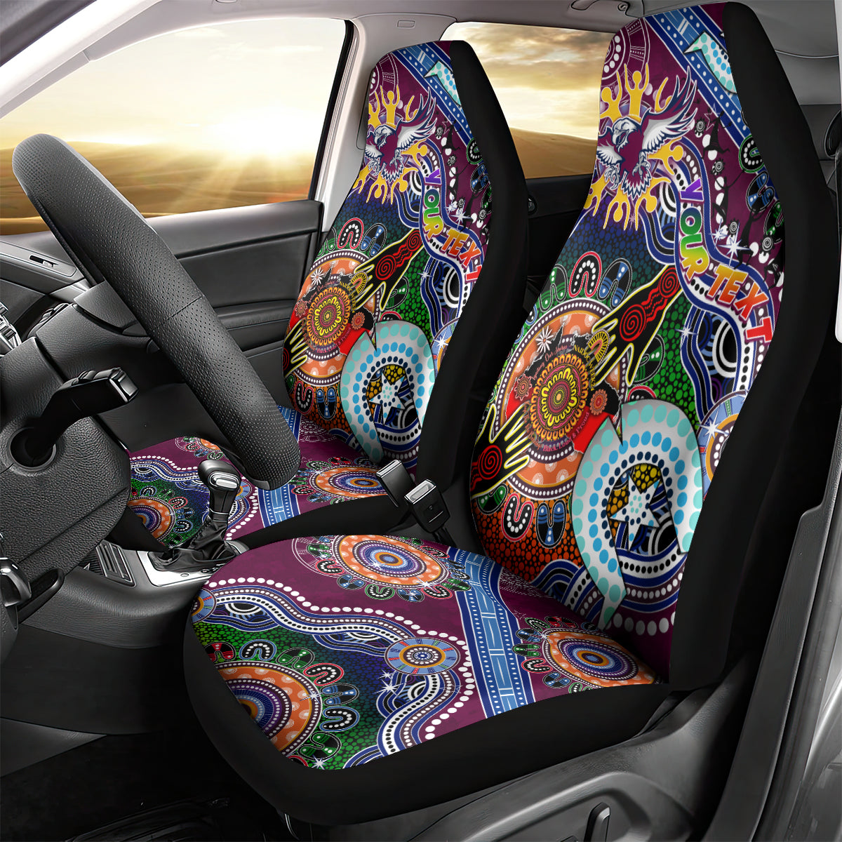 Personalised Eagles NAIDOC Week 2024 Car Seat Cover Australia Aboriginal Dot Painting