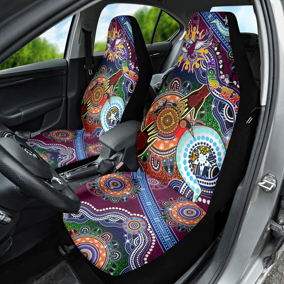 Personalised Eagles NAIDOC Week 2024 Car Seat Cover Australia Aboriginal Dot Painting