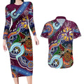 Personalised Eagles NAIDOC Week 2024 Couples Matching Long Sleeve Bodycon Dress and Hawaiian Shirt Australia Aboriginal Dot Painting