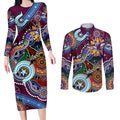 Personalised Eagles NAIDOC Week 2024 Couples Matching Long Sleeve Bodycon Dress and Long Sleeve Button Shirt Australia Aboriginal Dot Painting