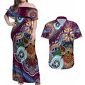 Personalised Eagles NAIDOC Week 2024 Couples Matching Off Shoulder Maxi Dress and Hawaiian Shirt Australia Aboriginal Dot Painting