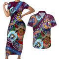 Personalised Eagles NAIDOC Week 2024 Couples Matching Short Sleeve Bodycon Dress and Hawaiian Shirt Australia Aboriginal Dot Painting