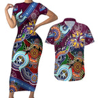 Personalised Eagles NAIDOC Week 2024 Couples Matching Short Sleeve Bodycon Dress and Hawaiian Shirt Australia Aboriginal Dot Painting