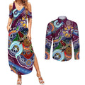 Personalised Eagles NAIDOC Week 2024 Couples Matching Summer Maxi Dress and Long Sleeve Button Shirt Australia Aboriginal Dot Painting