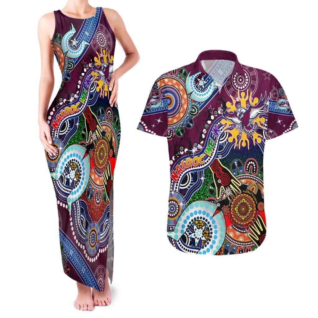 Personalised Eagles NAIDOC Week 2024 Couples Matching Tank Maxi Dress and Hawaiian Shirt Australia Aboriginal Dot Painting