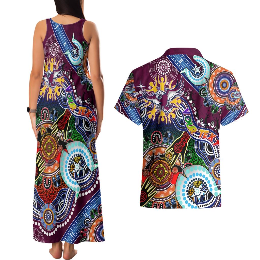 Personalised Eagles NAIDOC Week 2024 Couples Matching Tank Maxi Dress and Hawaiian Shirt Australia Aboriginal Dot Painting