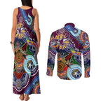 Personalised Eagles NAIDOC Week 2024 Couples Matching Tank Maxi Dress and Long Sleeve Button Shirt Australia Aboriginal Dot Painting