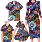 Personalised Eagles NAIDOC Week 2024 Family Matching Long Sleeve Bodycon Dress and Hawaiian Shirt Australia Aboriginal Dot Painting