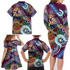 Personalised Eagles NAIDOC Week 2024 Family Matching Long Sleeve Bodycon Dress and Hawaiian Shirt Australia Aboriginal Dot Painting
