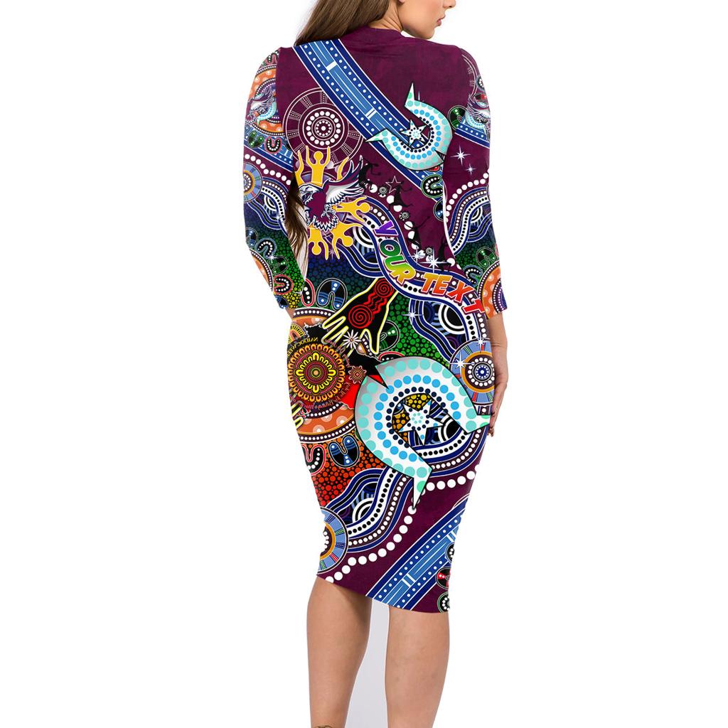 Personalised Eagles NAIDOC Week 2024 Family Matching Long Sleeve Bodycon Dress and Hawaiian Shirt Australia Aboriginal Dot Painting