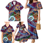 Personalised Eagles NAIDOC Week 2024 Family Matching Mermaid Dress and Hawaiian Shirt Australia Aboriginal Dot Painting