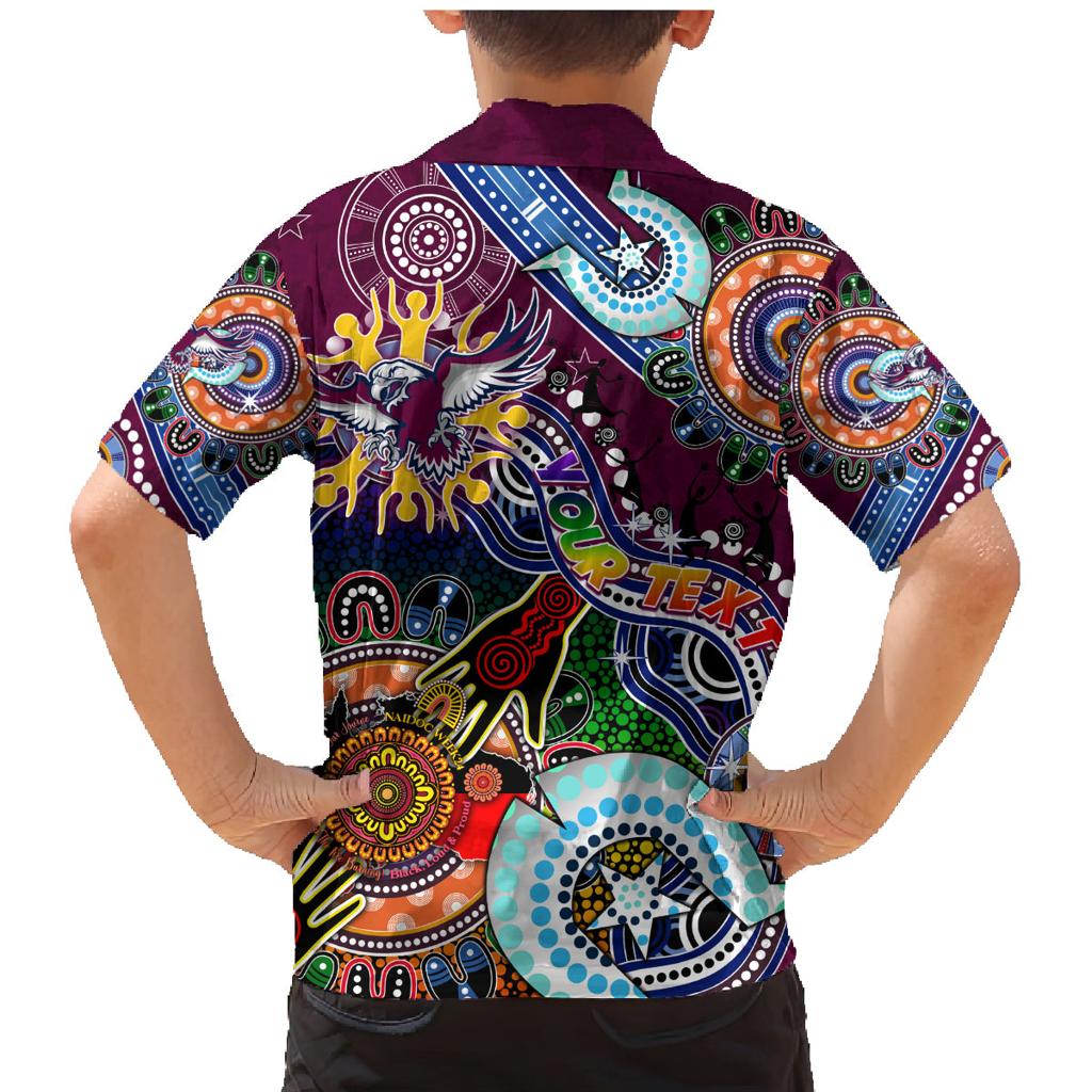 Personalised Eagles NAIDOC Week 2024 Family Matching Mermaid Dress and Hawaiian Shirt Australia Aboriginal Dot Painting