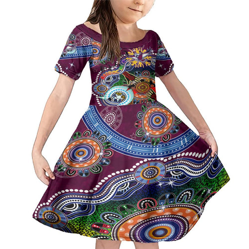 Personalised Eagles NAIDOC Week 2024 Family Matching Mermaid Dress and Hawaiian Shirt Australia Aboriginal Dot Painting