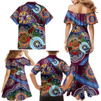 Personalised Eagles NAIDOC Week 2024 Family Matching Mermaid Dress and Hawaiian Shirt Australia Aboriginal Dot Painting