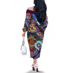Personalised Eagles NAIDOC Week 2024 Family Matching Off The Shoulder Long Sleeve Dress and Hawaiian Shirt Australia Aboriginal Dot Painting